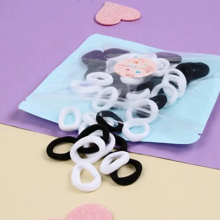 Резинка для волос  Резинка для волос "Классика махрушка" (набор 50 шт) 2 см, чёрно-белый