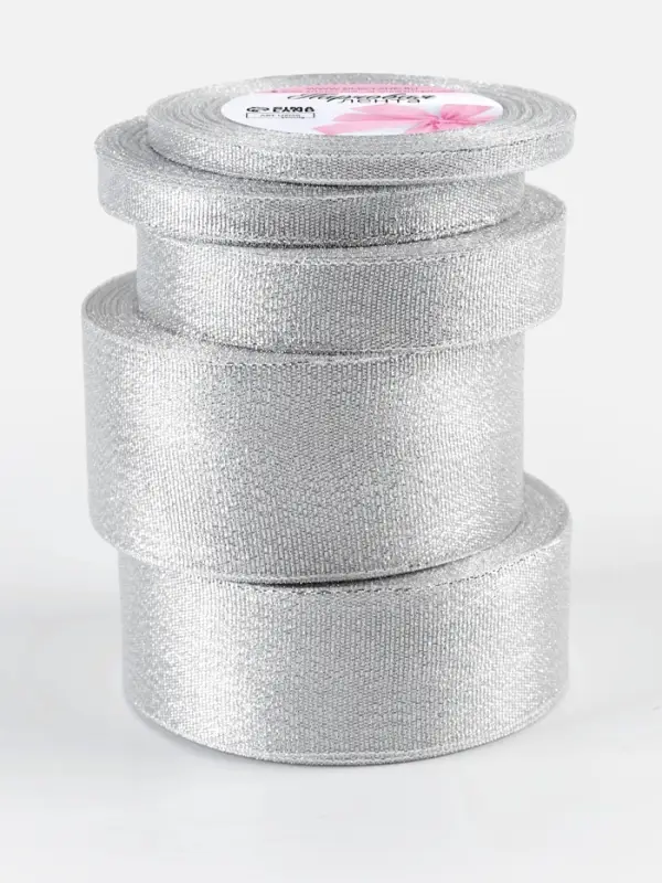 Набор парчовых лент, 5 шт., размер лент: 6/10/20/40/50 мм, 23&plusmn;1 м, цвет серебряный