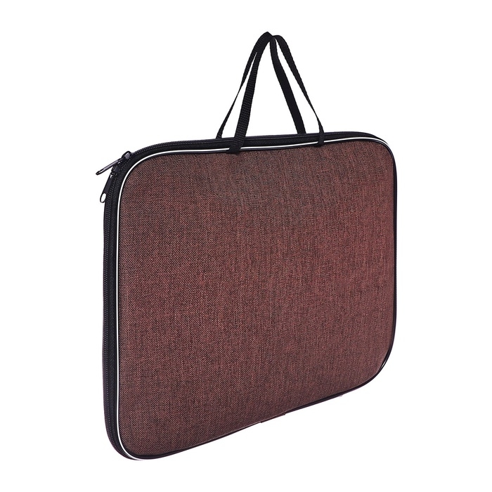 Папка с ручками текстильная А4, Calligrata "Офис", для бумаг, для офиса, нейлон 600D, лён, коричневая, ПМ/1, 350 х 270 х 20 мм