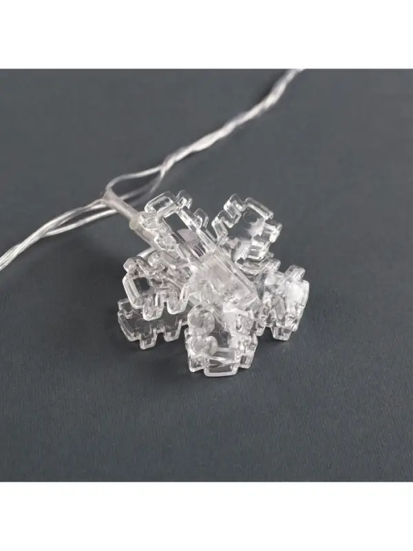 Гирлянда &laquo;Нить&raquo; 4.5 м с насадками &laquo;Прищепки-снежинки&raquo;, IP20, прозрачная нить, 20 LED, свечение синее, 220 В