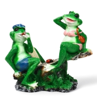 Садовая фигура из полистоуна «Лягушки на качелях», 37×17×38 см