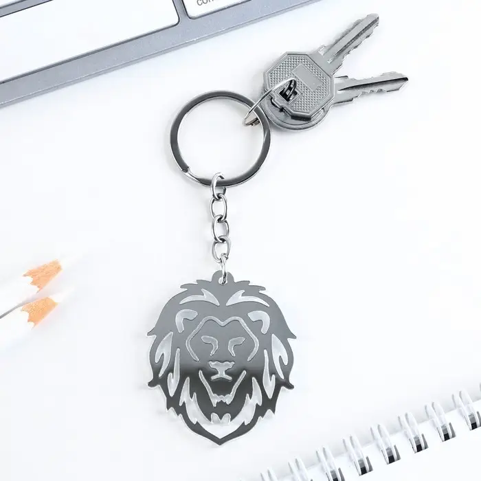 Брелок для ключей акриловый зеркальный «Лев», 4.5 х 5.2 см