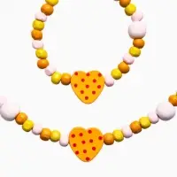 Набор детских украшений &laquo;Выбражулька. Сердце&raquo;, 2 предмета: бусы 35 см, браслет, d=6 см, желтый