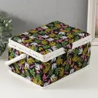 Шкатулка для рукоделия и шитья &laquo;Лесные веточки на чёрном&raquo;, хранение ниток, иголок, мелочи, 19&times;26&times;14.5 см