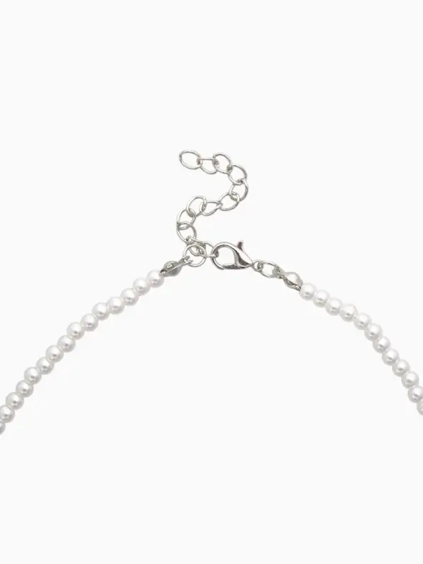 Чокер &laquo;Стразик&raquo;, сердце и жемчужные бусины, белый в серебре, 36 см + 5 см доп, цепочка