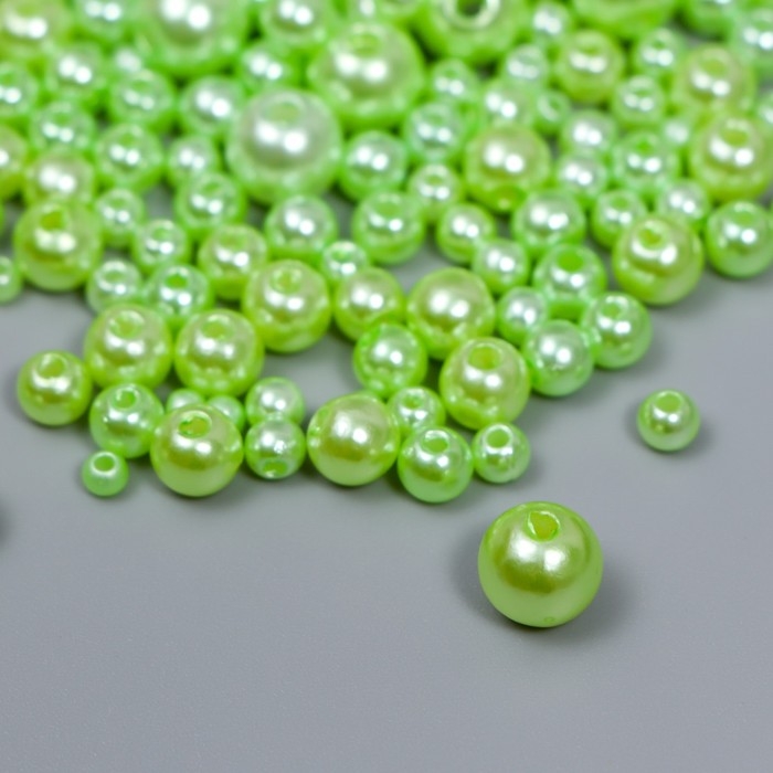 Бусины для творчества пластик Бусины для творчества пластик "Круглые. Фисташка" d=3-8 мм, набор 10 гр
