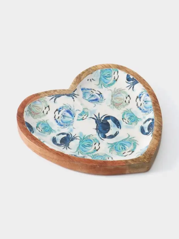 Блюдо в форме сердца &laquo;Крабы&raquo;, 20.5&times;20&times;2.3 см, дерево манго