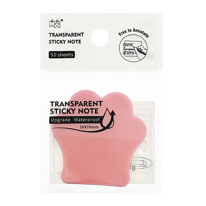 Блок-закладка с липким краем пластик Лапка 50л, розовый, 45мм х 45мм  CALLIGRATA Блок-закладка с липким краем пластик Лапка 50л, розовый, 45мм х 45мм  CALLIGRATA