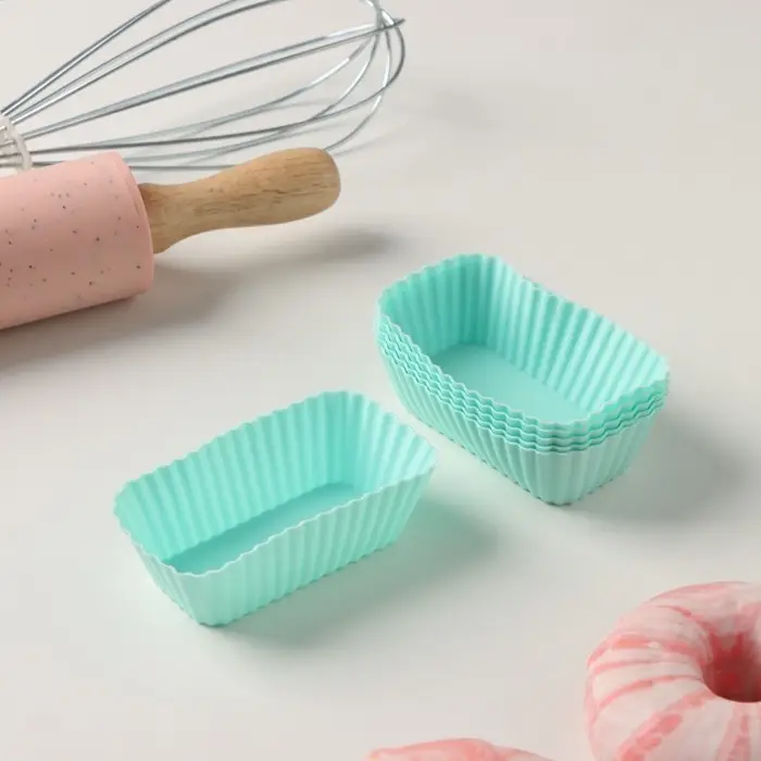 Набор форм для выпечки Доляна «Риб.Прямоугольник», силикон, 6 шт, 8×4,5×2,5 см , цвет мятный Набор форм для выпечки Доляна «Риб.Прямоугольник», силикон, 6 шт, 8×4,5×2,5 см , цвет мятный