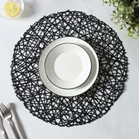 Салфетки сервировочные на стол Доляна &laquo;Паутинка&raquo;, d=38 см, 4 шт., чёрные