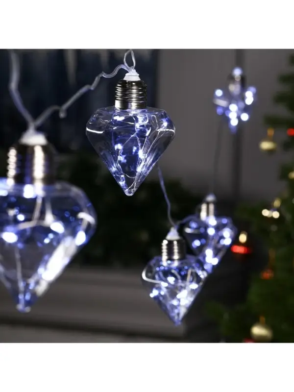 Гирлянда &laquo;Нить&raquo; 3 м с насадками &laquo;Лампочки кристалл&raquo;, IP20, прозрачная нить, 80 LED, свечение белое, 8 режимов, 220 В