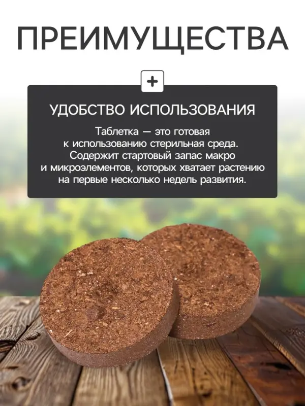 Набор для рассады: торфяная таблетка d=5.5 см, 15 шт., кассета на 15 ячеек по 150 мл, поддон 35&times;22 см, зелёный, пластик, Экоторф