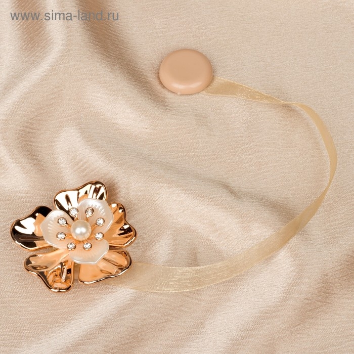 Подхват для штор «Цветок», 5 × 5 см, цвет золотой Подхват для штор «Цветок», 5 × 5 см, цвет золотой