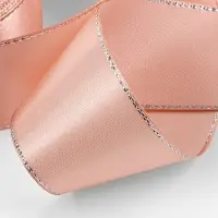 Лента атласная, с серебряным люрексом, 40 мм, 23&plusmn;1 м, светло-розовая №107