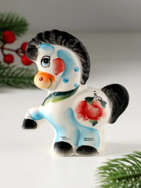 Сувенир Конь Буран большой, 11х10х4,5 см, гжель, цвет Сувенир Конь Буран большой, 11х10х4,5 см, гжель, цвет