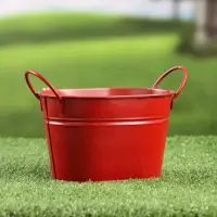 Декоративное кашпо для цветов &laquo;Ведерко Рустад&raquo;, 14&times;11&times;9 см, металлическое, красное