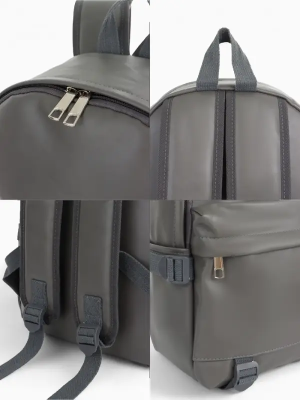 Рюкзак молодёжный на молнии, 3 кармана, размер 29&times;12&times;42 см, серый