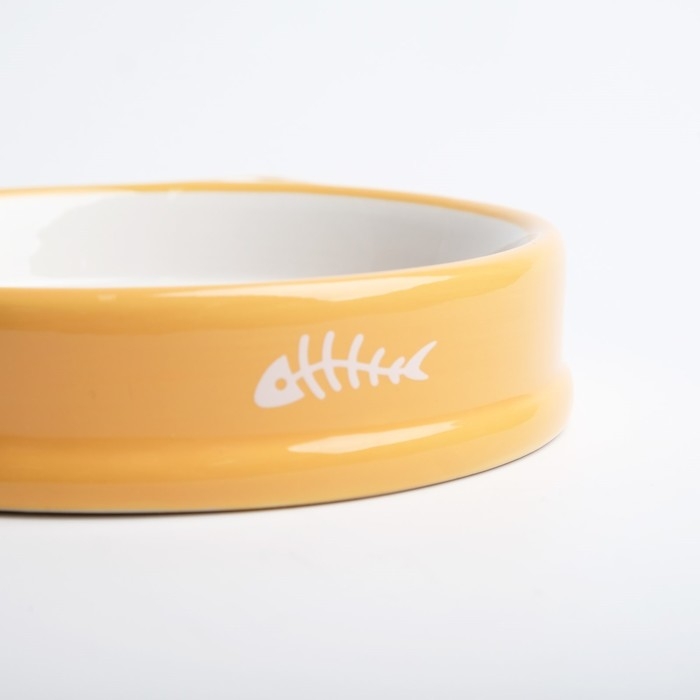 Миска керамическая  Миска керамическая "Голова кота 5" 200 мл, 15 x 3,5 cм, белая/оранжевая