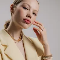 Браслеты &laquo;Стиль&raquo;, набор 3 шт. шар №8, со стразами, тянется, белый в золоте