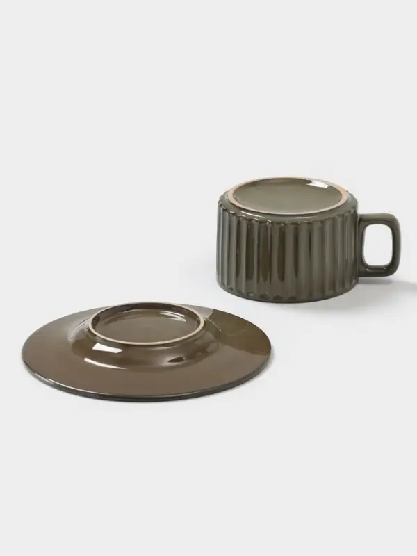 Чайная пара &laquo;Винтаж&raquo;, чашка 250 мл, блюдце d=15.5 см, керамика, зелёная