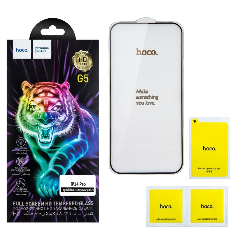 Защитное стекло iPh 14 Pro Max Full Screen G5 black HOCO тонкая рамка Защитное стекло iPh 14 Pro Max Full Screen G5 black HOCO тонкая рамка