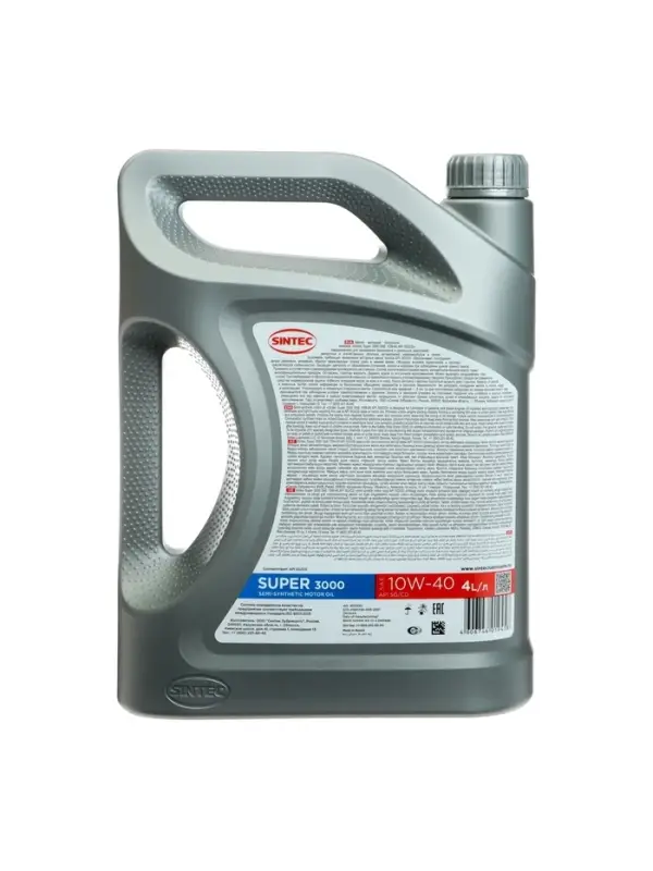 Масло моторное Sintec Super 3000 10W-40, SG/CD, п/синтетическое, 4 л 600240