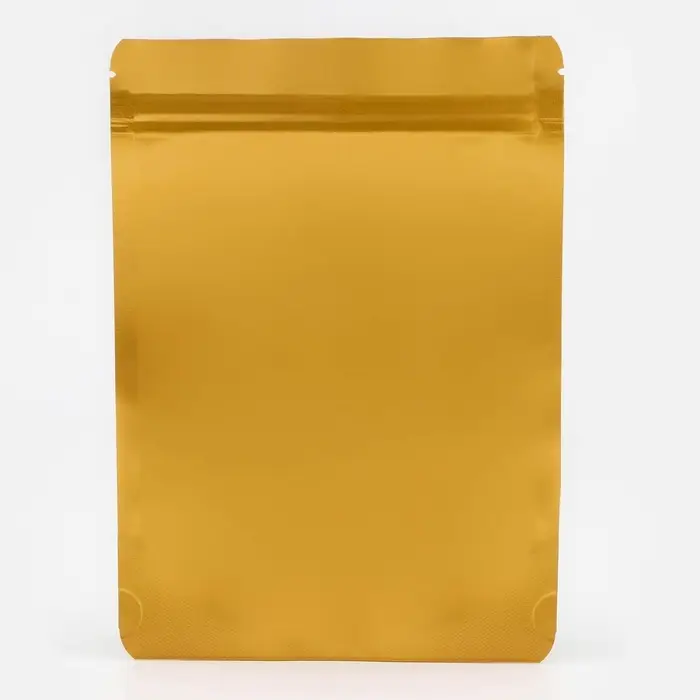 Пакет дой - пак, матовый, золотой с окном, 14&times;20+ 4 см