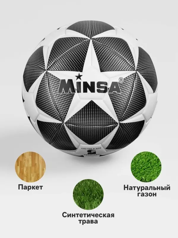 Мяч футбольный MINSA, TPE, машинная сшивка, 12 панелей, р.5