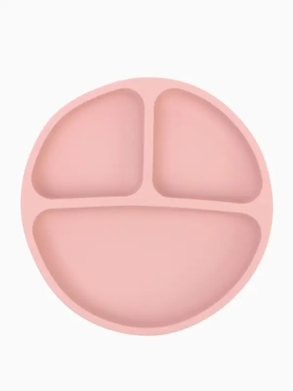 Детская посуда в наборе M&B: нагрудник, тарелка 2 шт., стакан, приборы, силикон, пыльная роза