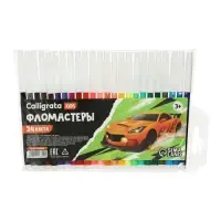 Фломастеры 24 цвета &laquo;Машинка&raquo;, невентилируемый колпачок