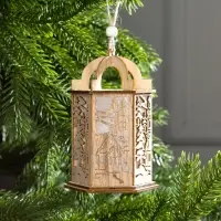 Ёлочная игрушка &laquo;Фонарь с домиком&raquo;, 13&times;9&times;9 см, от батареек, свечение тёплое белое