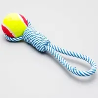 Игрушка канатная плетёная с мячом, до 130 г, до 33 см, цвет МИКС