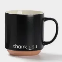 Кружка Доляна Thank you, фарфор, 420 мл, 12&times;9&times;10 см, фарфор, чёрная