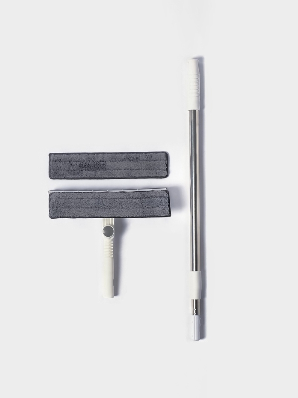 Окномойка с насадкой из микрофибры 2 шт, фиксатор, стальная телескоп ручка 26х6х77,5(123)см   108485