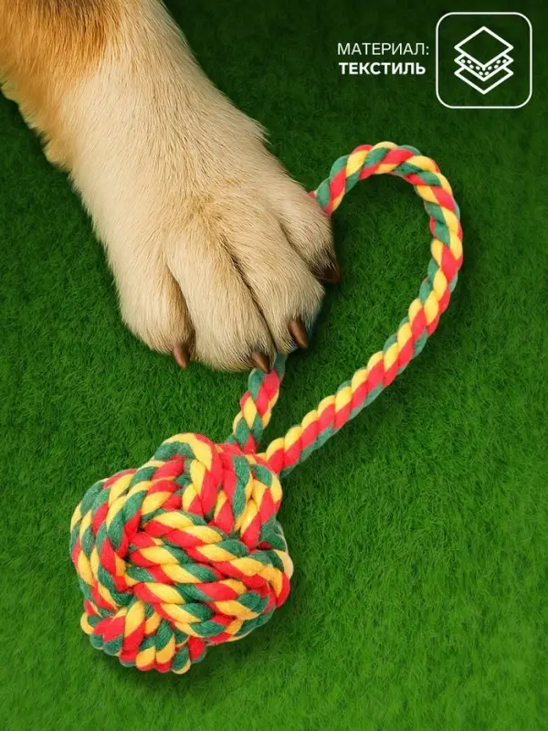 Игрушка канатная &laquo;Мяч с петлей&raquo;, до 65 г, цвет МИКС