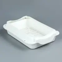 Туалет средний с бортом и сеткой 36&times;26&times;9 см, лоток+сетка+борт белый