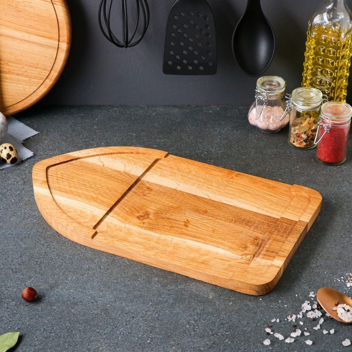 Доска разделочная "Лодка", для сервировки и подачи, 23х40 см, массив дуба