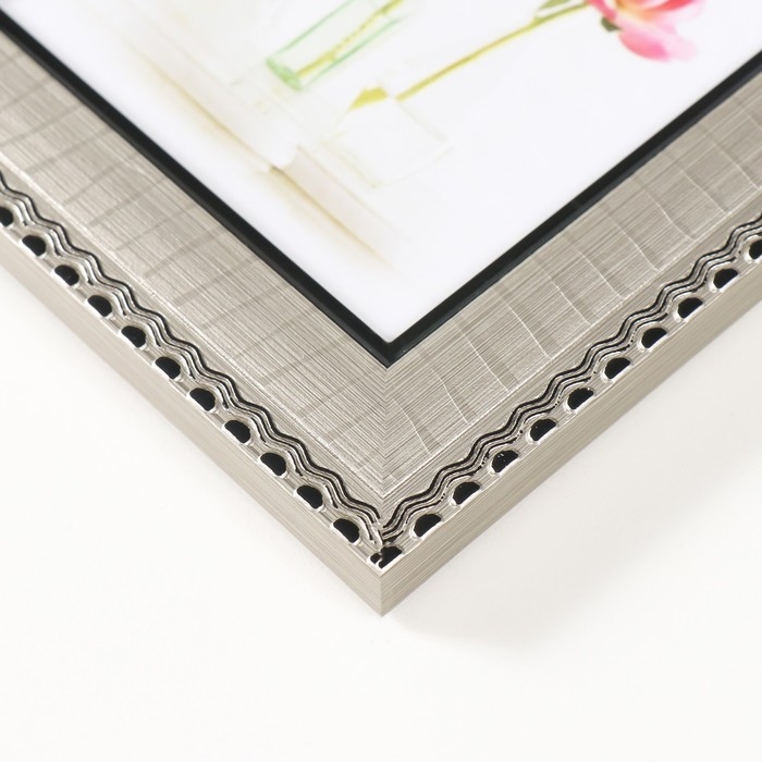 Фоторамка пластик 10х15 см Фоторамка пластик 10х15 см "Танзания" серебро 18,7х13,7х1,2 см