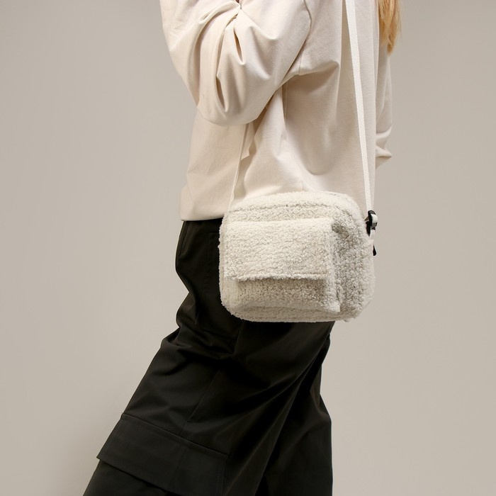 Плюшевая сумка тедди кросс-боди, белая