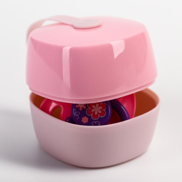 Контейнер для хранения и стерилизации детских сосок и пустышек, цвет белый/розовый Контейнер для хранения и стерилизации детских сосок и пустышек, цвет белый/розовый