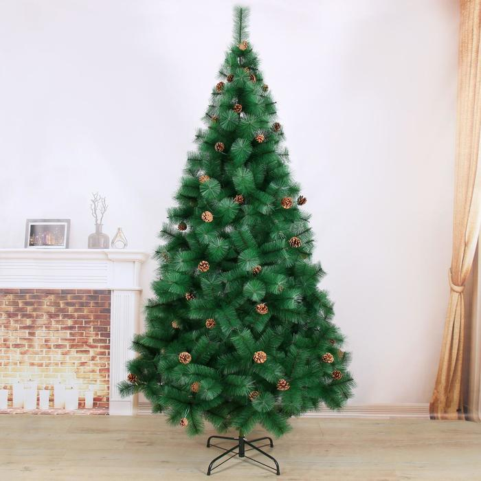 Кедр зеленый шишки 240 см, d игл 10 см, d нижнего яруса 140 см, 510 веток, металл подставка Кедр зеленый шишки 240 см, d игл 10 см, d нижнего яруса 140 см, 510 веток, металл подставка