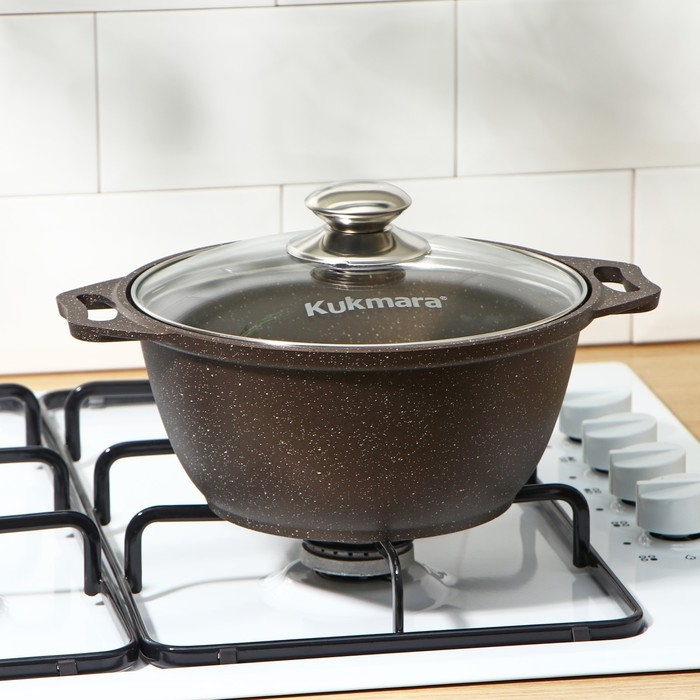 Кастрюля, 2 л, d=22 см, h=15 см, антипригарное покрытие, цвет кофейный мрамор Кастрюля, 2 л, d=22 см, h=15 см, антипригарное покрытие, цвет кофейный мрамор