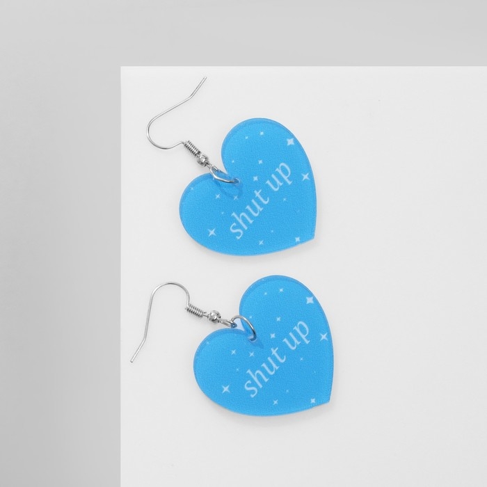 Серьги акрил Shut up, сердце, цвет бело-голубой Серьги акрил Shut up, сердце, цвет бело-голубой
