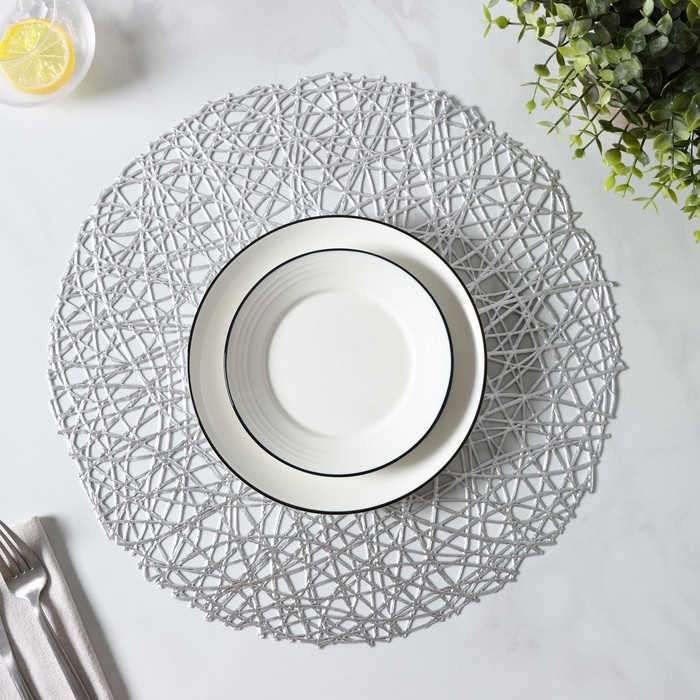 Набор салфеток сервировочных на стол Доляна «Паутинка», d=38 см, 4 шт, цвет серебряный Набор салфеток сервировочных на стол Доляна «Паутинка», d=38 см, 4 шт, цвет серебряный