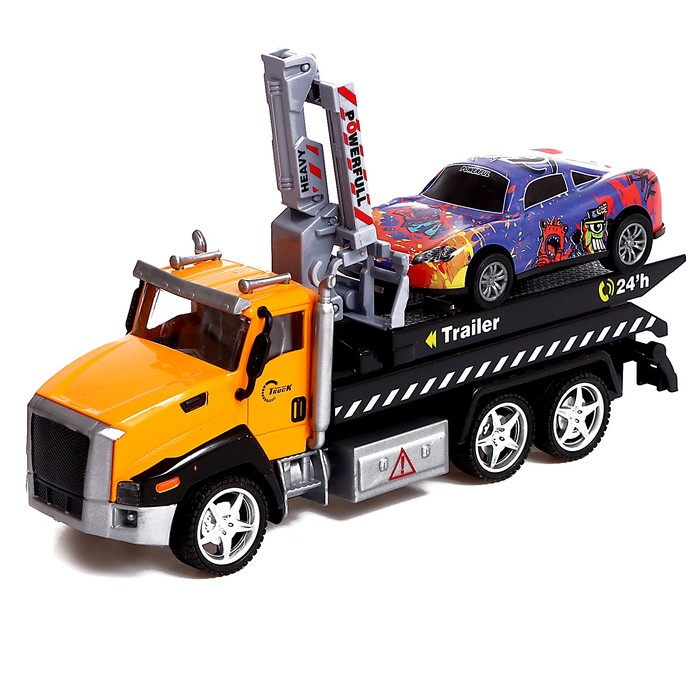 Грузовик металлический «Эвакуатор», с машинкой, свет и звук, инерция, МИКС Грузовик металлический «Эвакуатор», с машинкой, свет и звук, инерция, МИКС