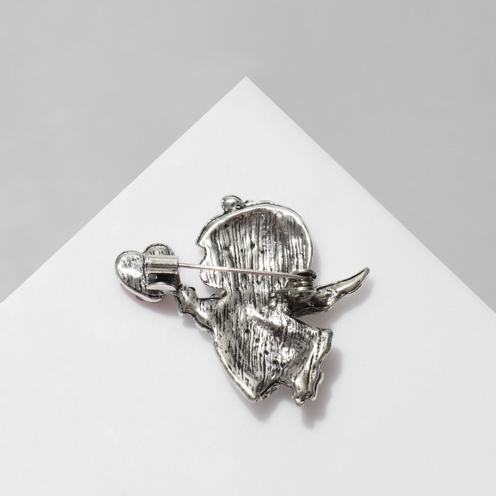 Брошь «Купидон» девочка, цвет красно-белый в чернёном серебре Брошь «Купидон» девочка, цвет красно-белый в чернёном серебре