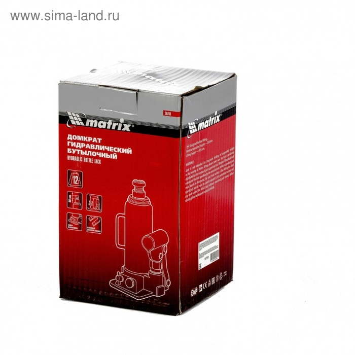 Домкрат гидравлический MATRIX 50768, бутылочный, 12 т, высота подъема 230-465 мм Домкрат гидравлический MATRIX 50768, бутылочный, 12 т, высота подъема 230-465 мм