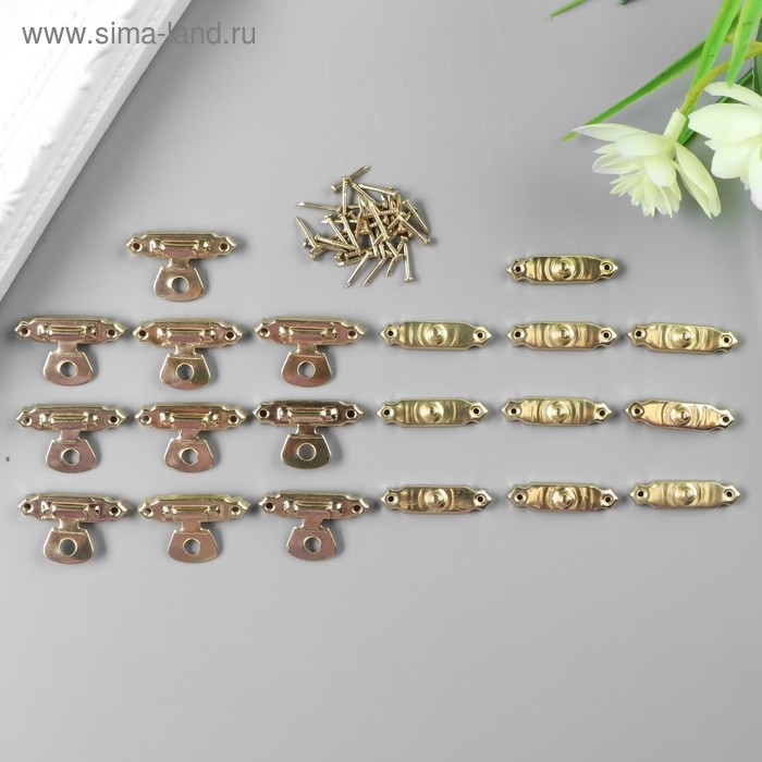 Замок металл для шкатулки золото + гвозд. набор 10 шт 1,6х2,7 см Замок металл для шкатулки золото + гвозд. набор 10 шт 1,6х2,7 см