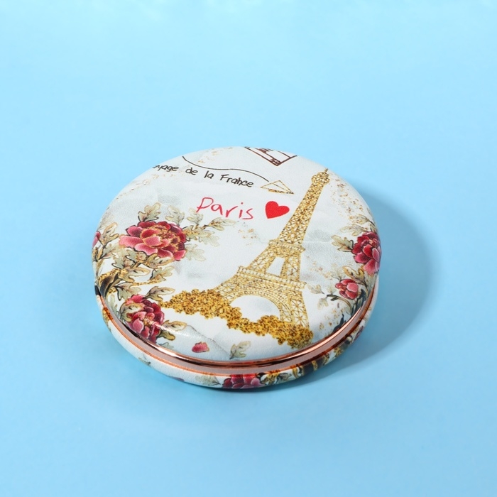 Зеркало складное «Париж», d = 7,5 см, с увеличением, искусственная кожа, цвет золотистый Зеркало складное «Париж», d = 7,5 см, с увеличением, искусственная кожа, цвет золотистый