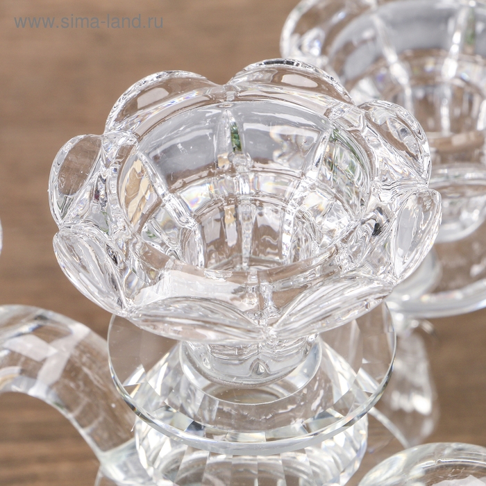 Подсвечник стекло на 5 свечей Подсвечник стекло на 5 свечей "Канделябр" 19х23х23 см